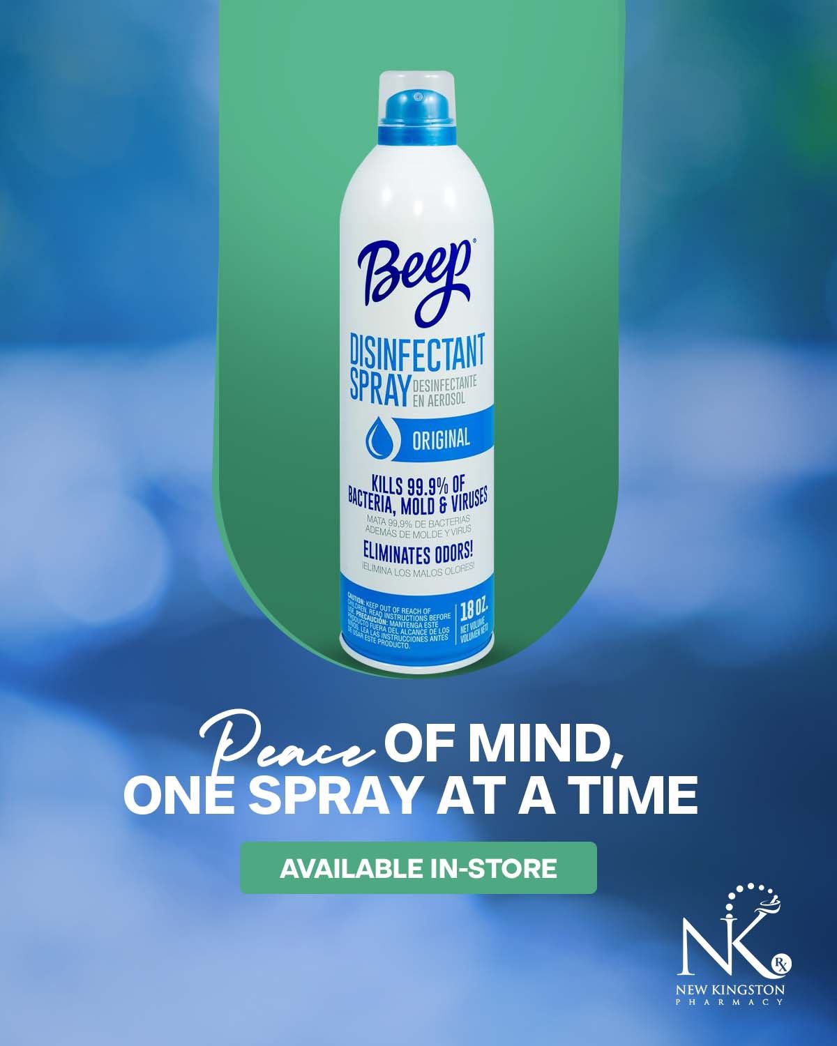 Can of Beep disinfectant spray, original scent