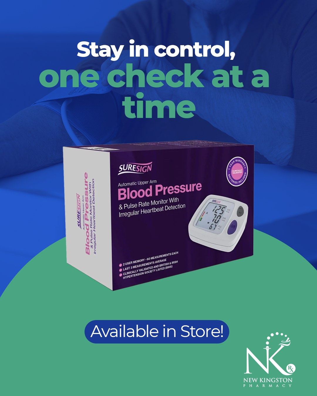 Automatic upper-arm blood pressure and pulse rate monitor box