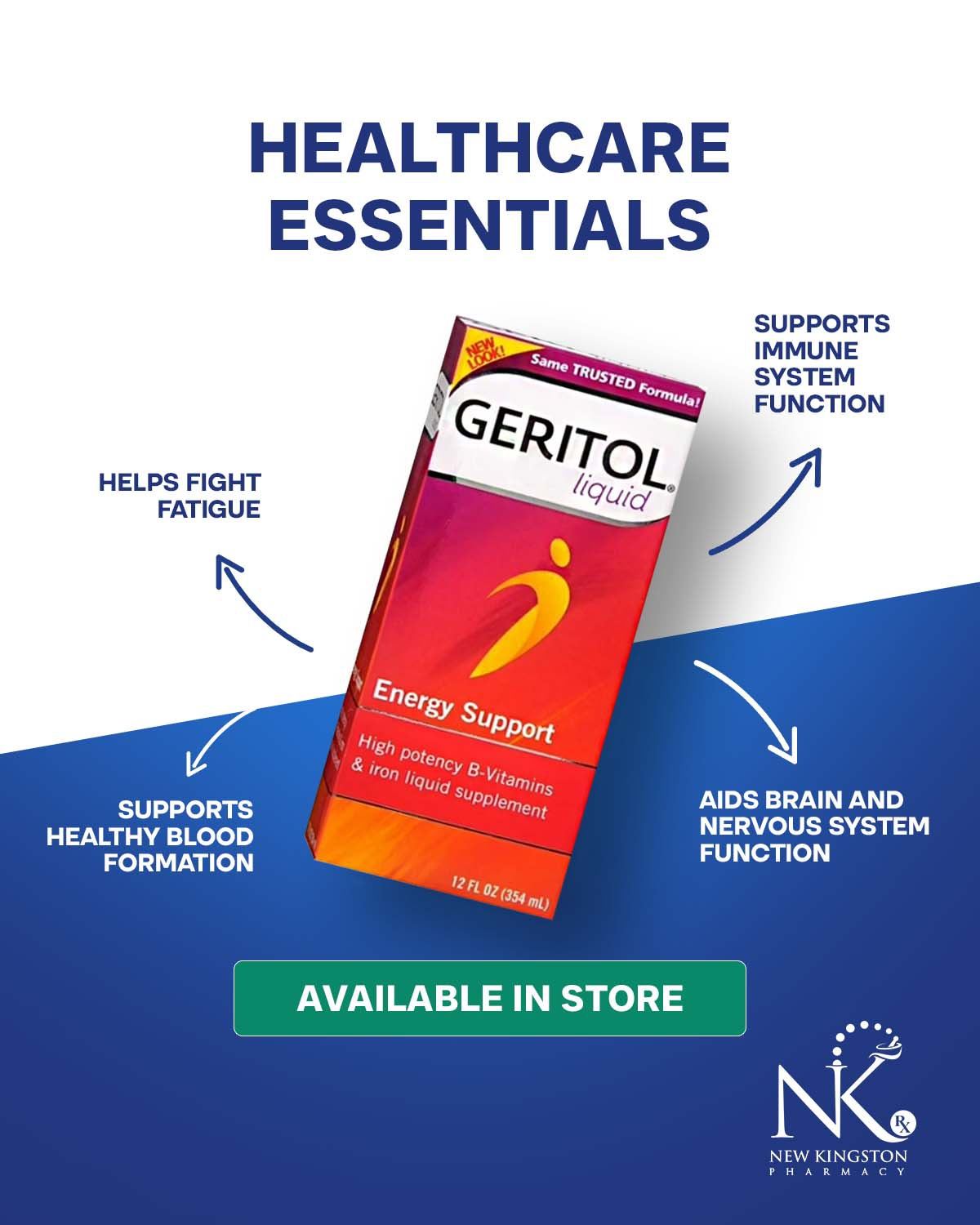 Bottle of liquid multivitamin and mineral supplement