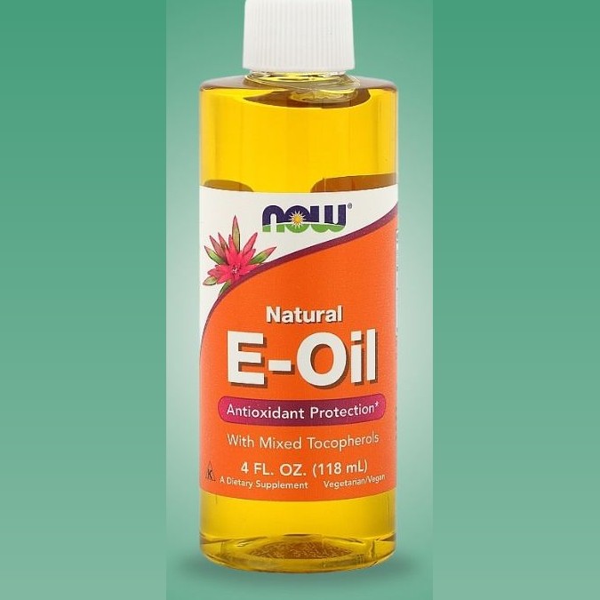 Bottle of NOW Natural E-Oil massage and body oil