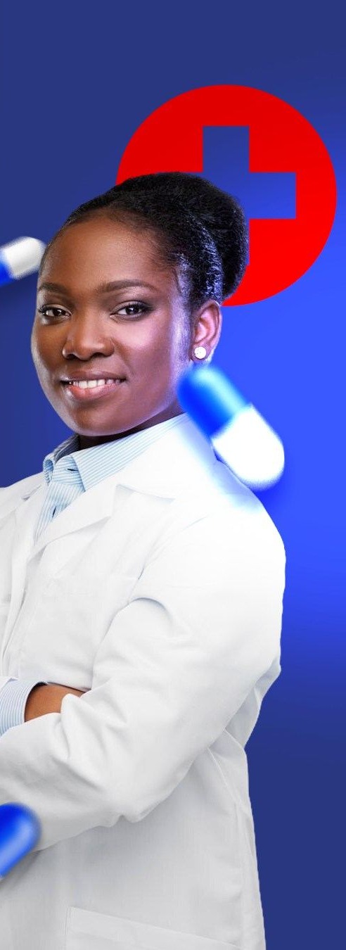New Kingston Pharmacy pharmacist in a white coat