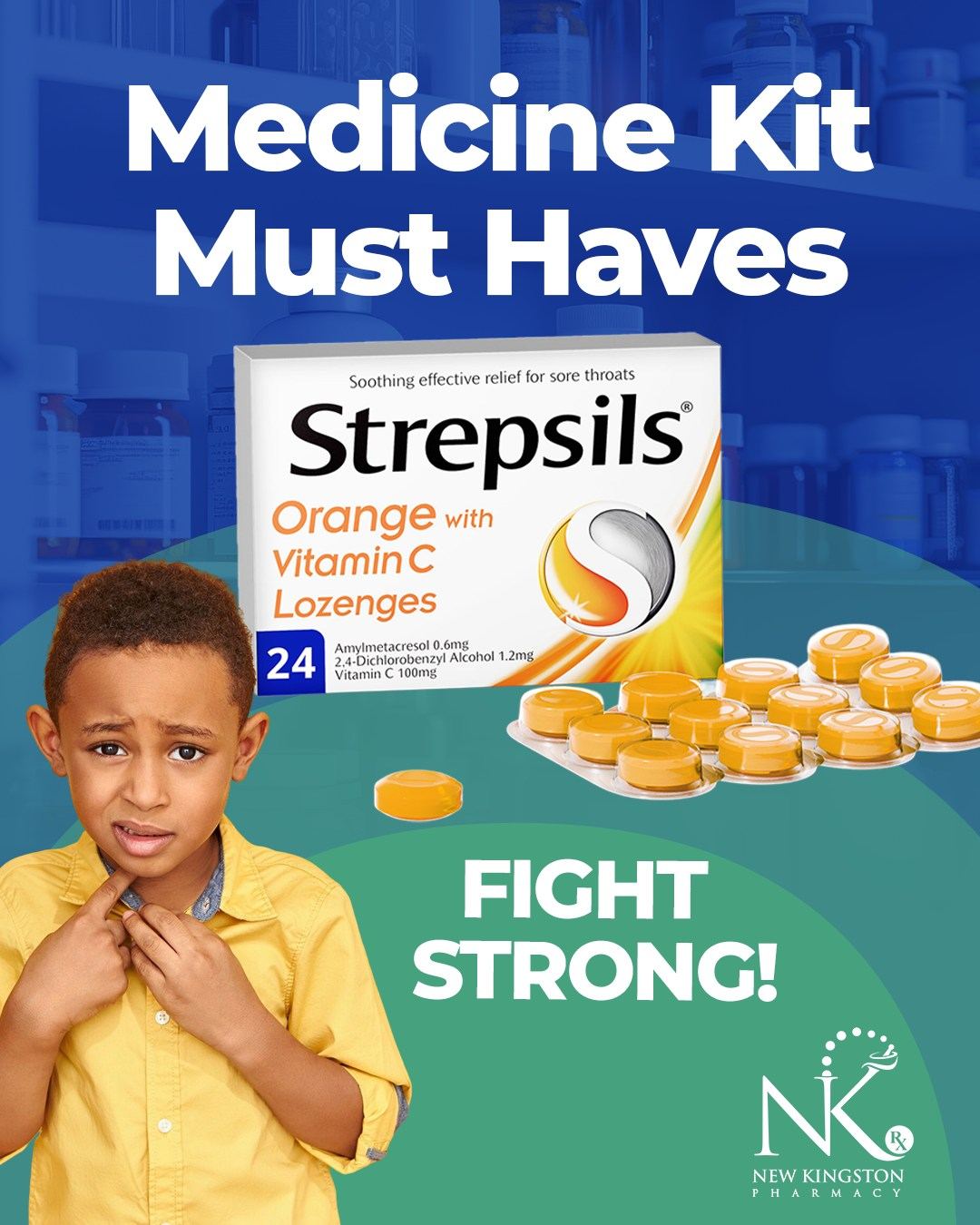 Box of Strepsils Orange with Vitamin C lozenges