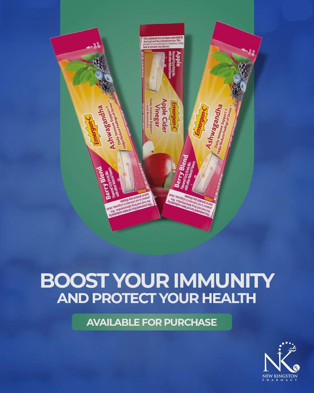 Vitamin C fizzy drink mix sachets in berry, apple, and apple cider vinegar flavours